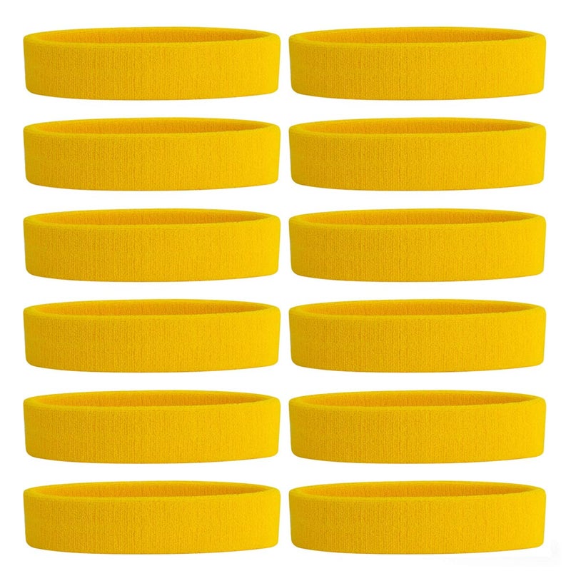 ONUPGO Sweatband Headbands for Men & Women -12PCS Sports Headbands Moisture Wicking Athletic Cotton Terry Cloth Head Band - Image 1